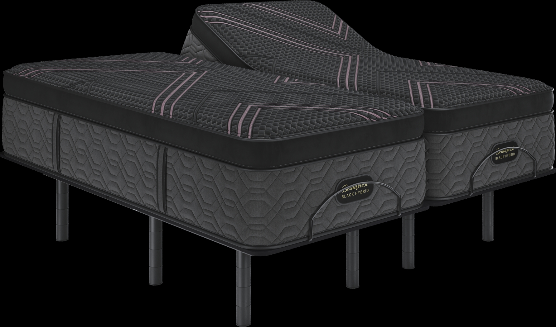 Beautyrest Black Hybrid Series Two Medium Apex Top Split King Mattress Set with Head Up Only Base - Thumbnail - Image 1