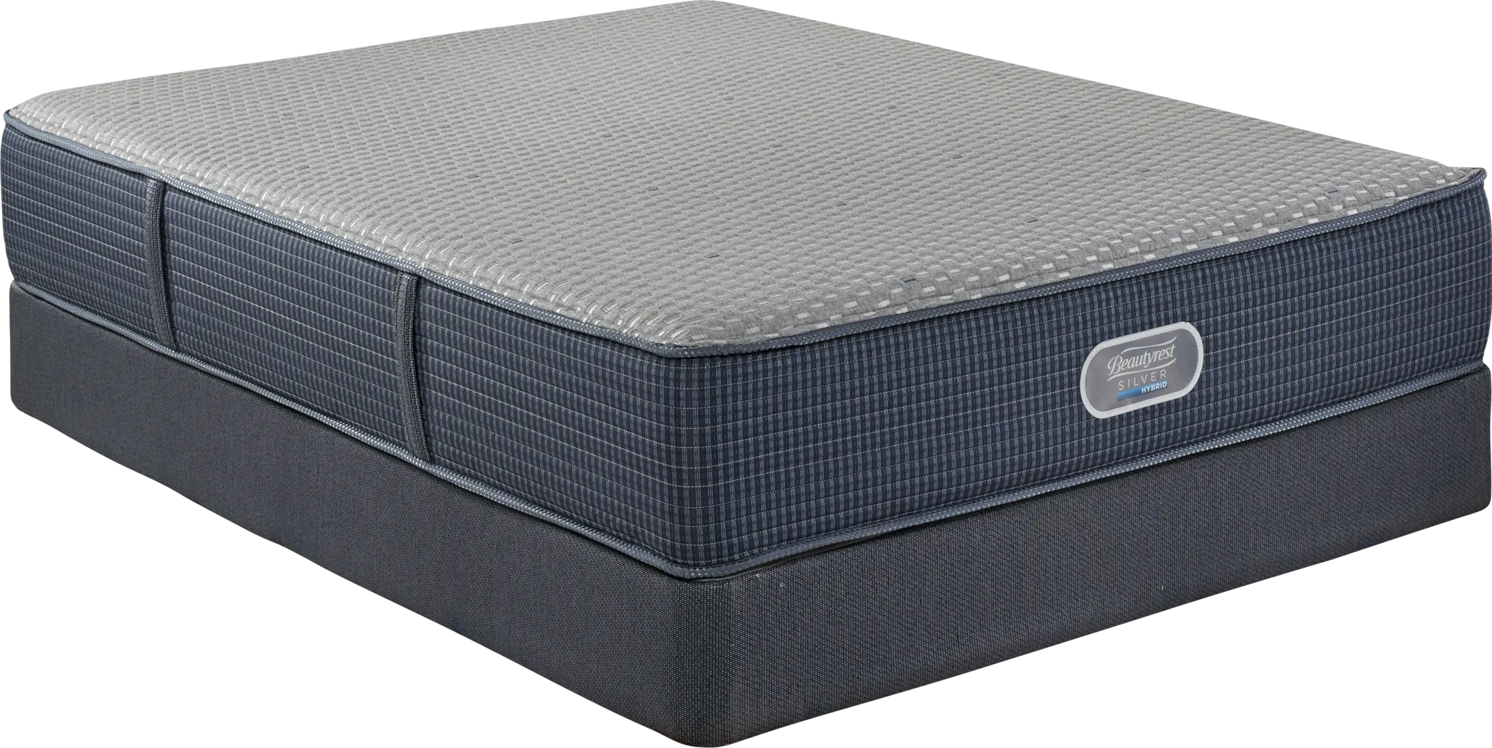 Beautyrest Silver Hybrid Pearl White Low Profile King Mattress Set - Thumbnail - Image 1