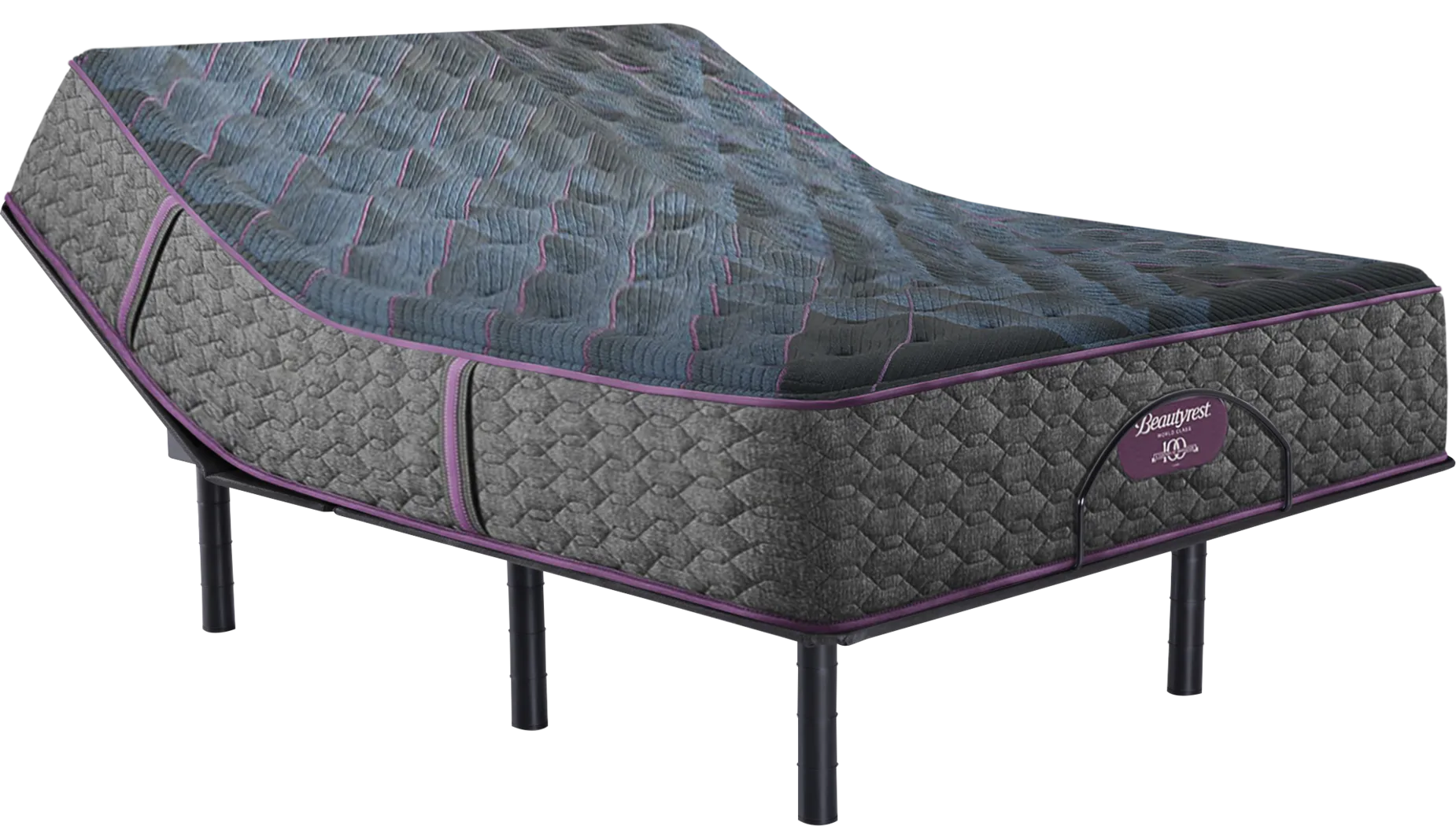 Beautyrest World Class Level Three Plush Split King Mattress Set with Head Up Only Base - Thumbnail - Image 1