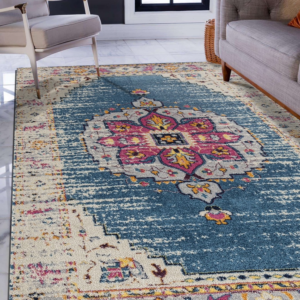 Becabe Turquoise/Pink 5'3 x 7'6 Rug - Thumbnail - Image 2