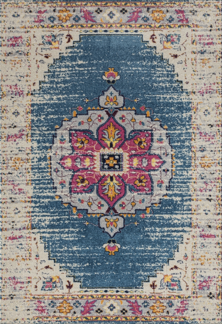 Becabe Turquoise/Pink 7'6 x 9'6 Rug - Thumbnail - Image 1