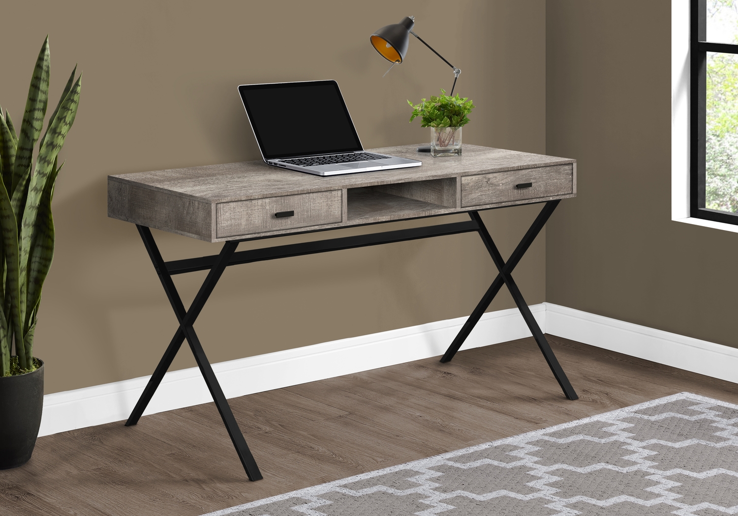Beckhaven Taupe Desk - Thumbnail - Image 2