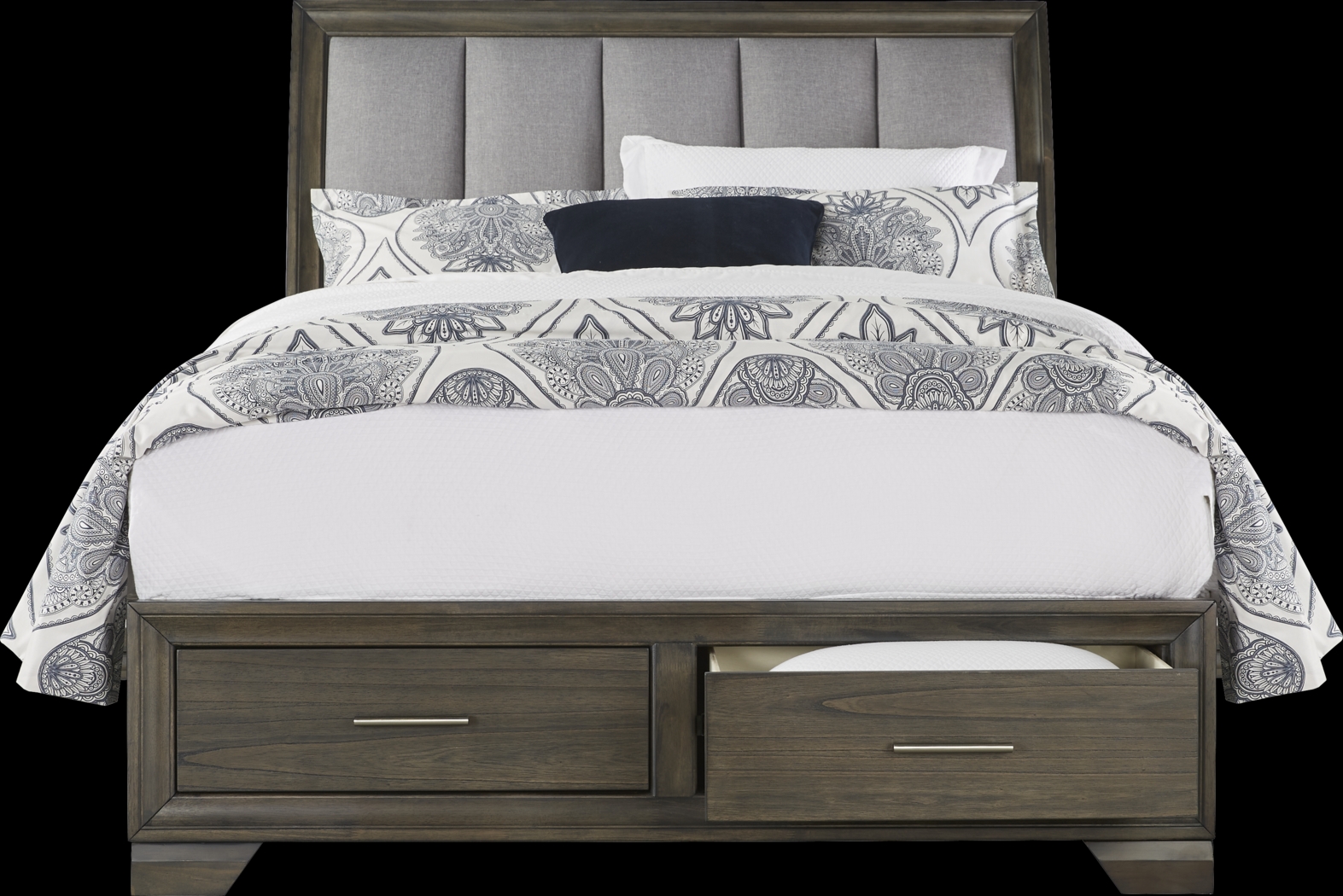 Beckwood Gray 7 Pc King Sleigh Bedroom with Storage - Thumbnail - Image 3