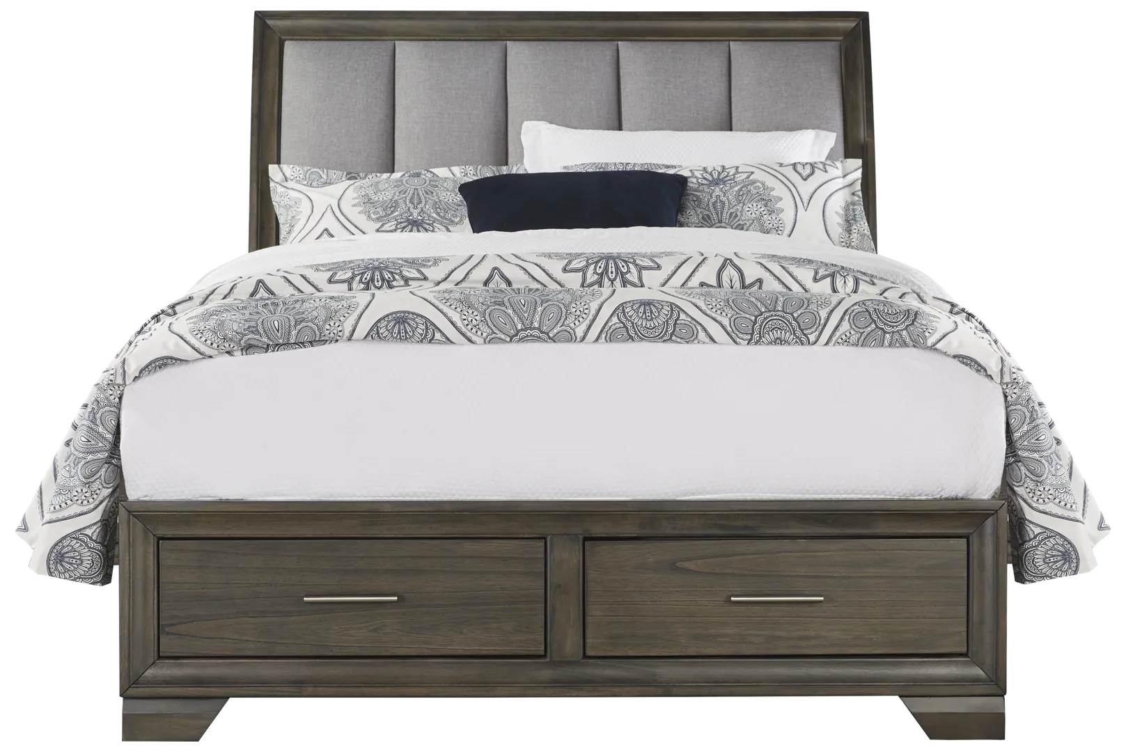 gray 3 pc king sleigh bed with storage