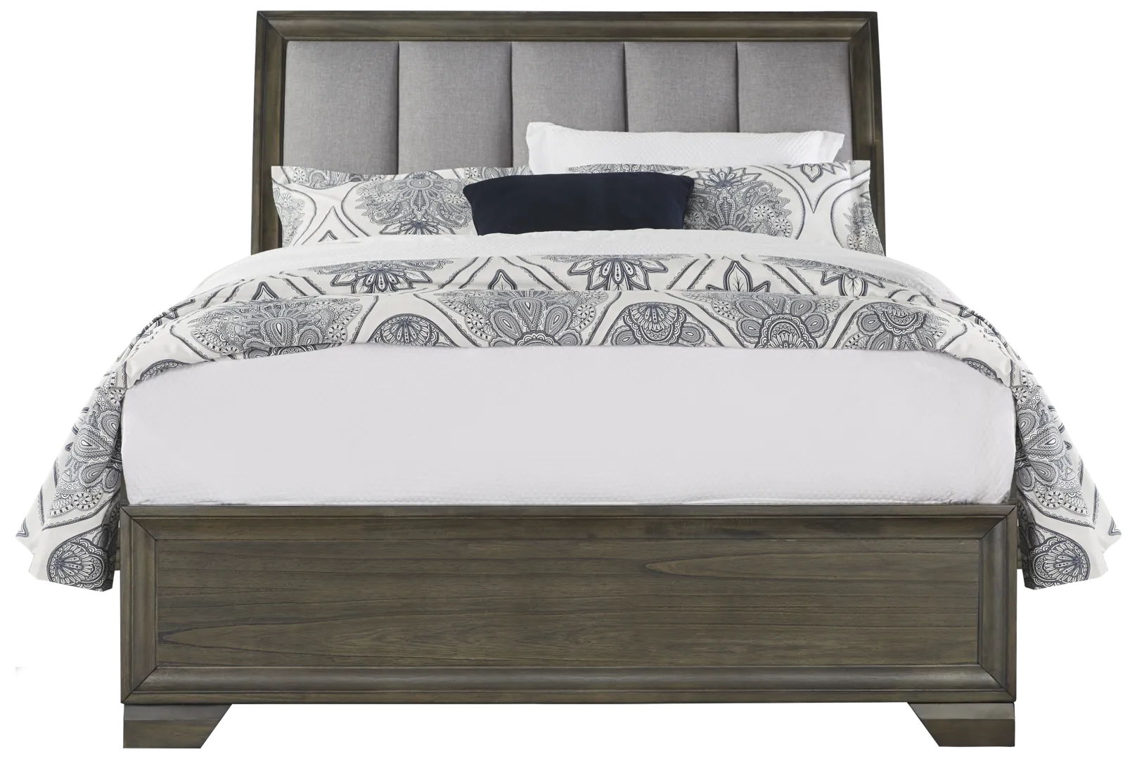 gray 3 pc king upholstered sleigh bed