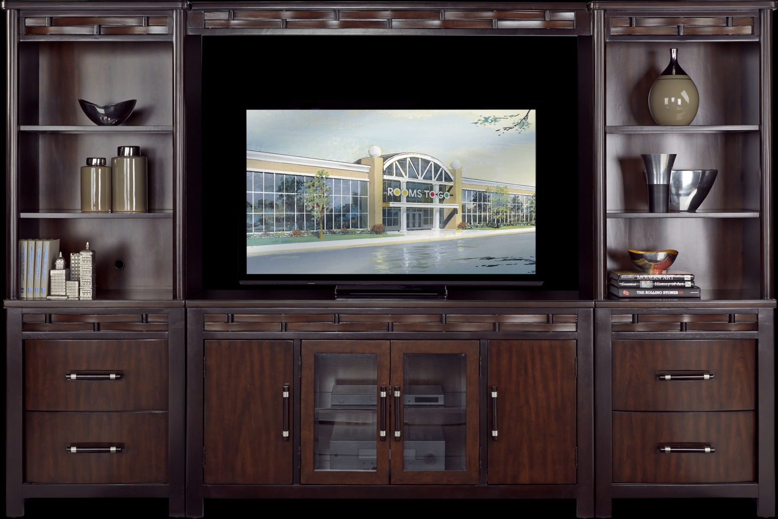 Bedford Heights Cherry 4 Pc Wall Unit - Thumbnail - Image 1