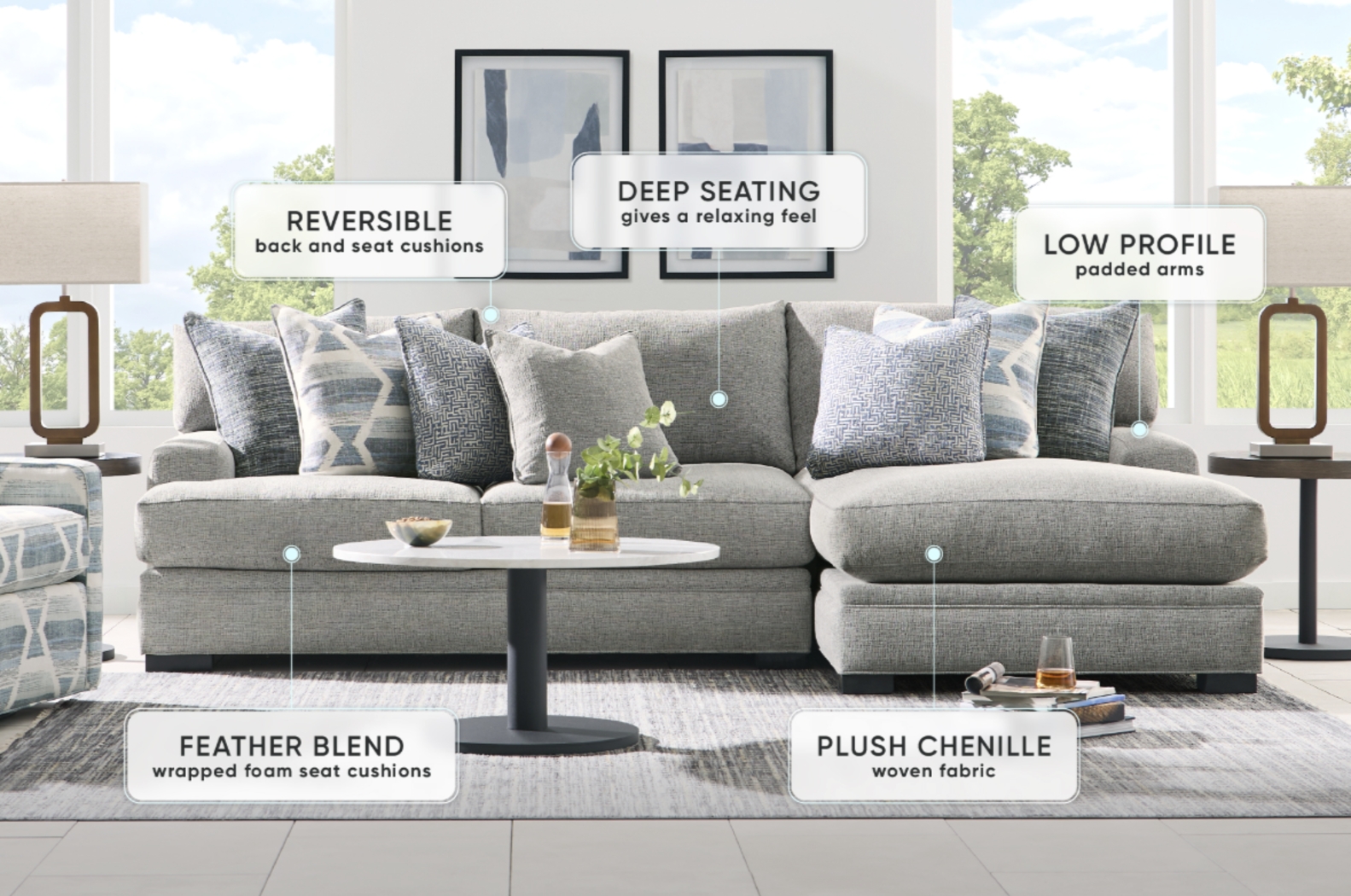 Bedford Park Gray 3 Pc Sectional - Thumbnail - Image 3