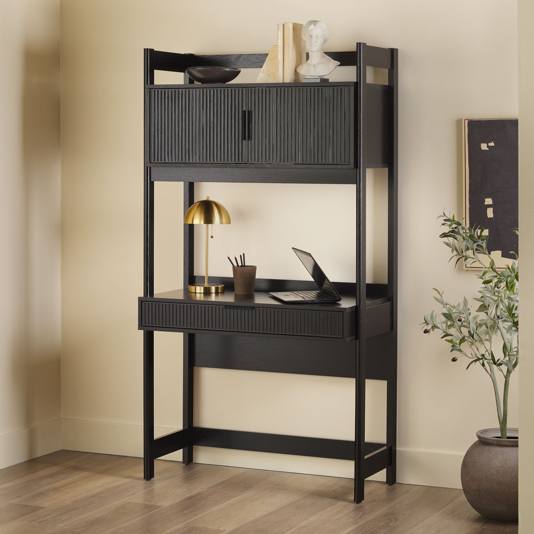 Bedfordshire Black Desk With Hutch - Thumbnail - Image 2