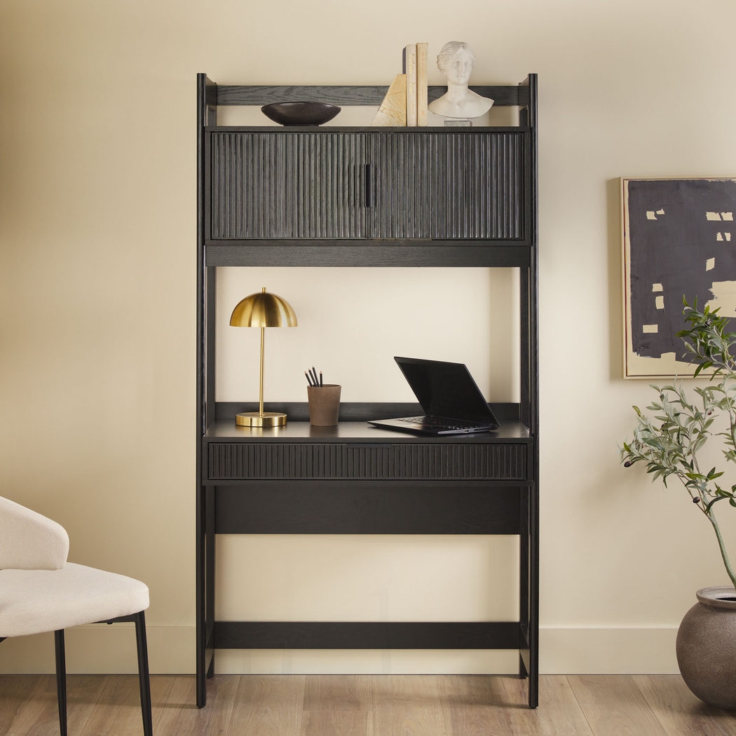 Bedfordshire Black Desk With Hutch - Thumbnail - Image 3