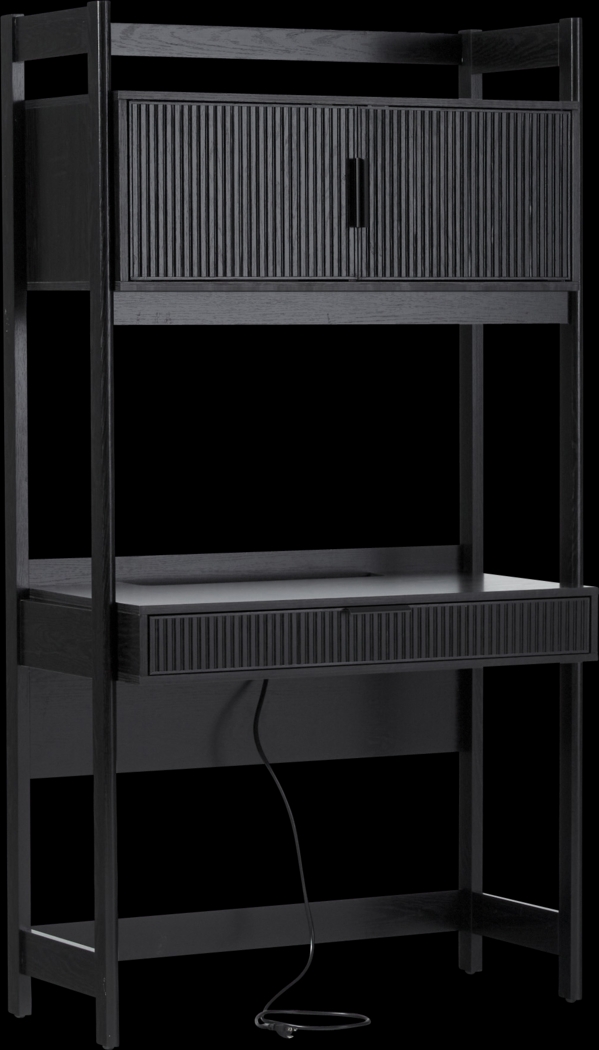 Bedfordshire Black Desk With Hutch - Thumbnail - Image 1