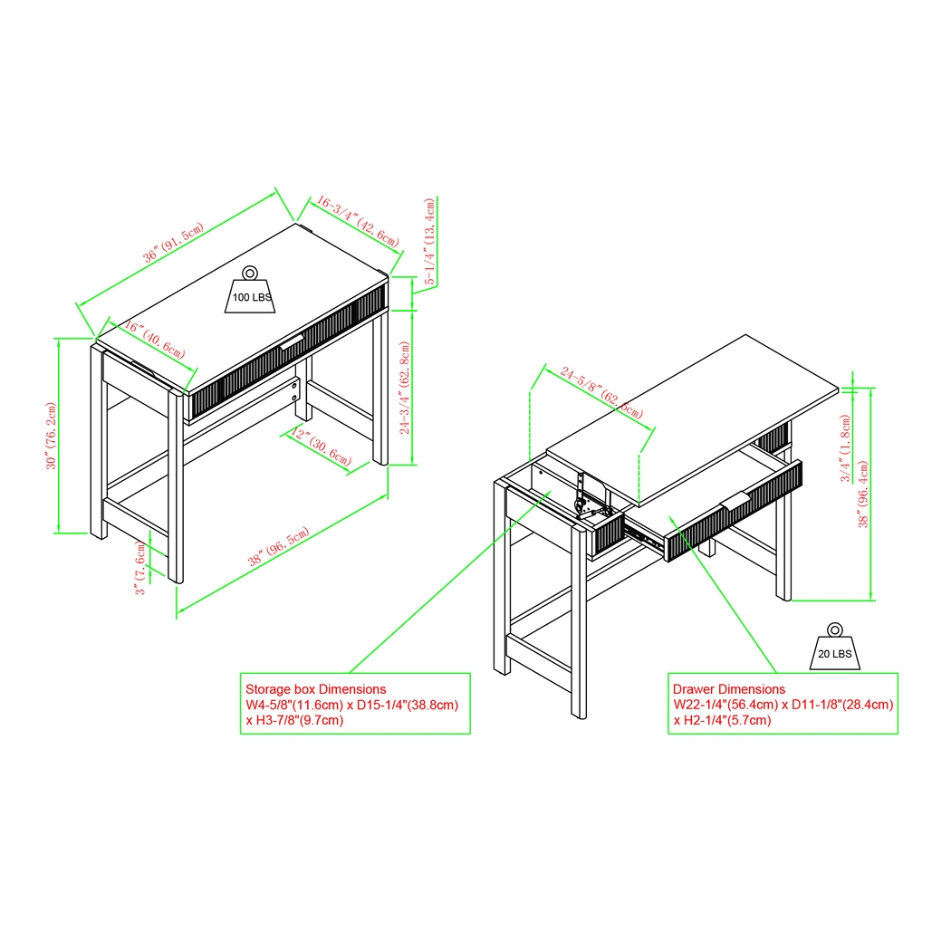 Bedfordshire Black Lift-top Desk - Thumbnail - Image 6
