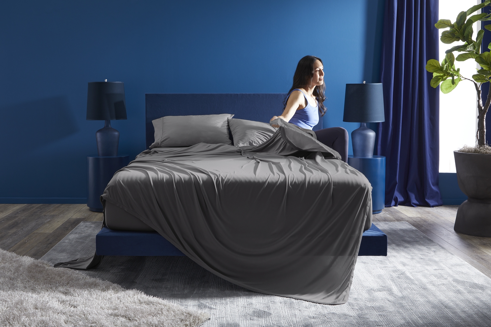 Bedgear Dri-Tec Gray 4 Pc Split Head King Bed Sheet Set - Thumbnail - Image 2