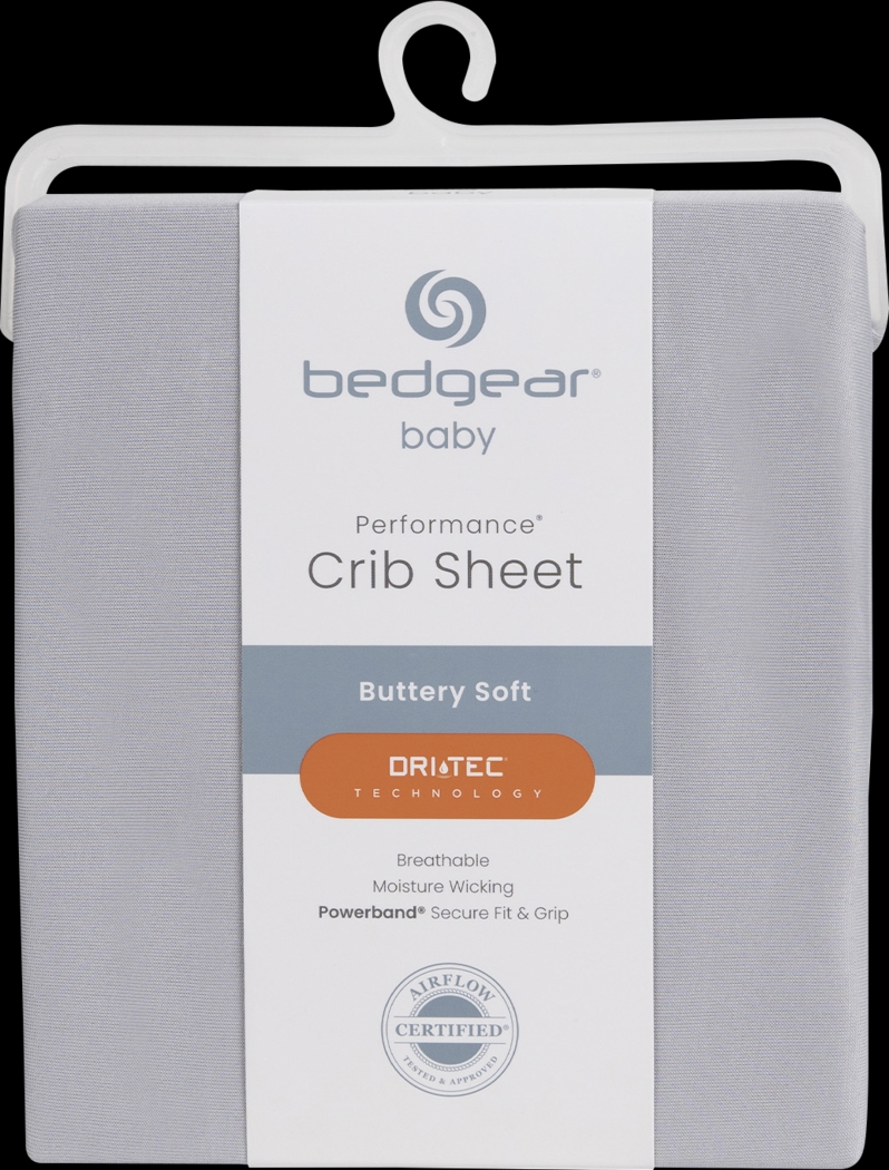 Bedgear Dri-Tec Light Gray Crib Bed Sheet - Thumbnail - Image 1