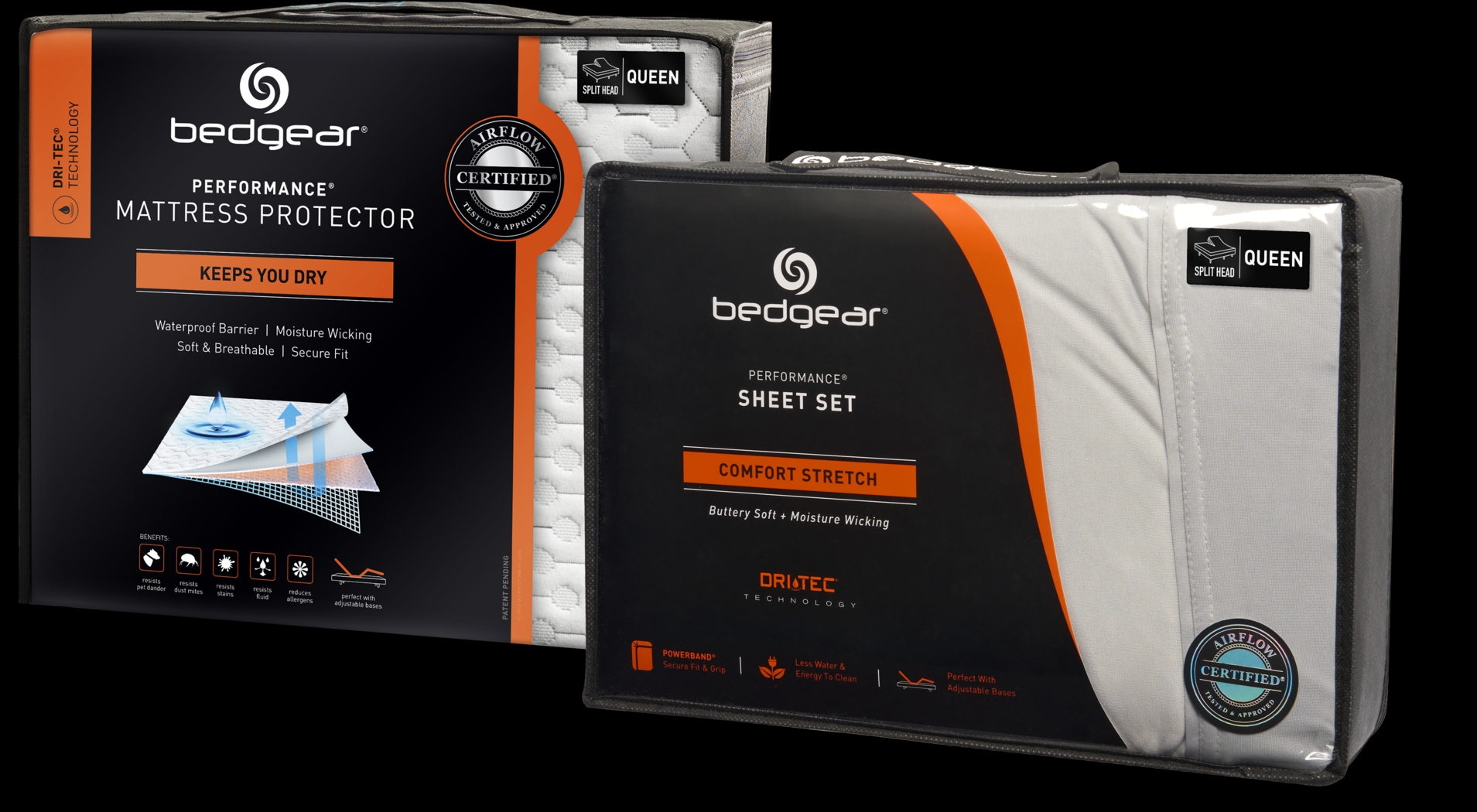 Bedgear Dri-Tec Split Head Queen Mattress Protector and Sheet Set Bundle - Thumbnail - Image 1