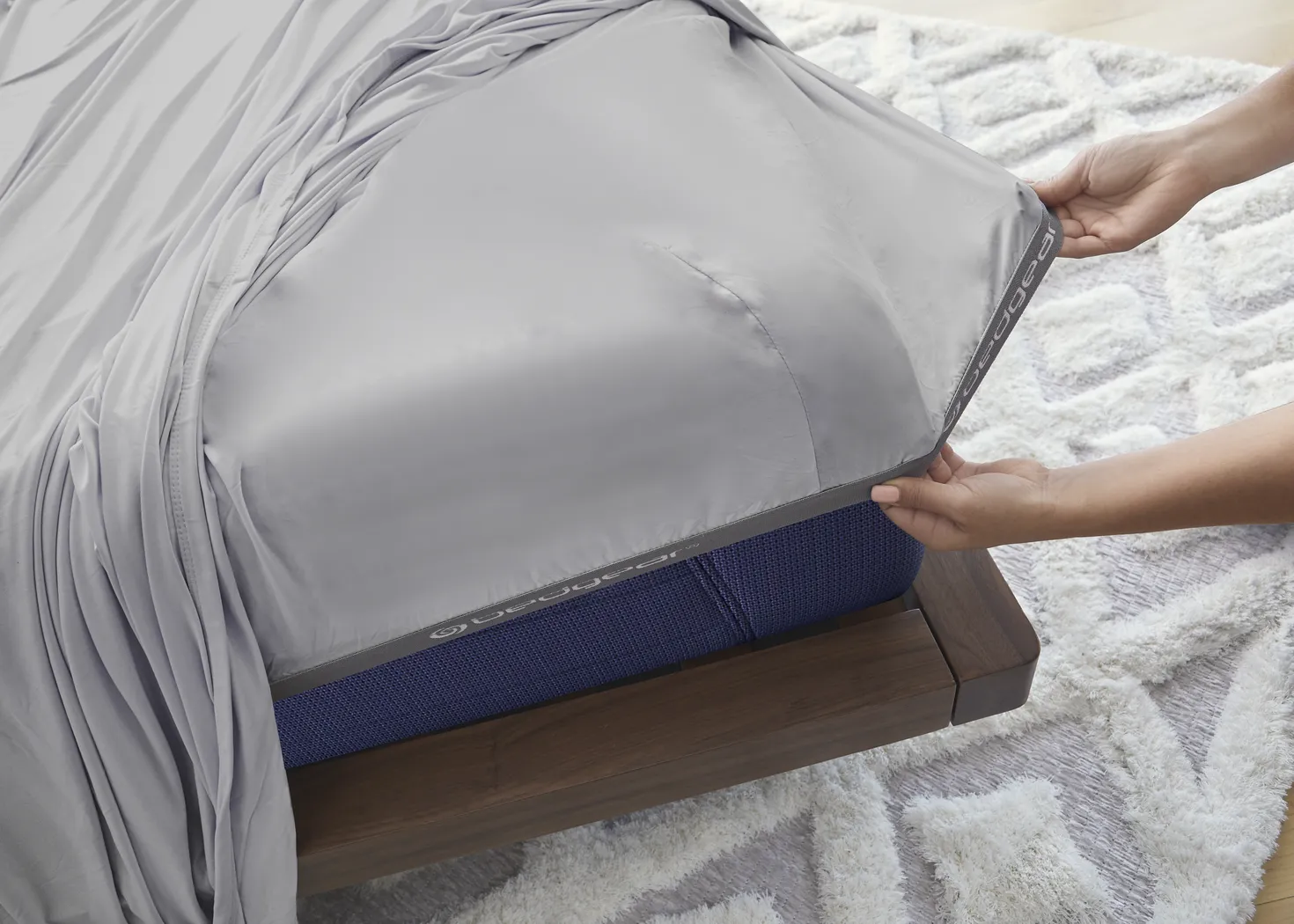 Bedgear Hyper-Cotton Light Gray 4 Pc Full Bed Sheet Set - Thumbnail - Image 6