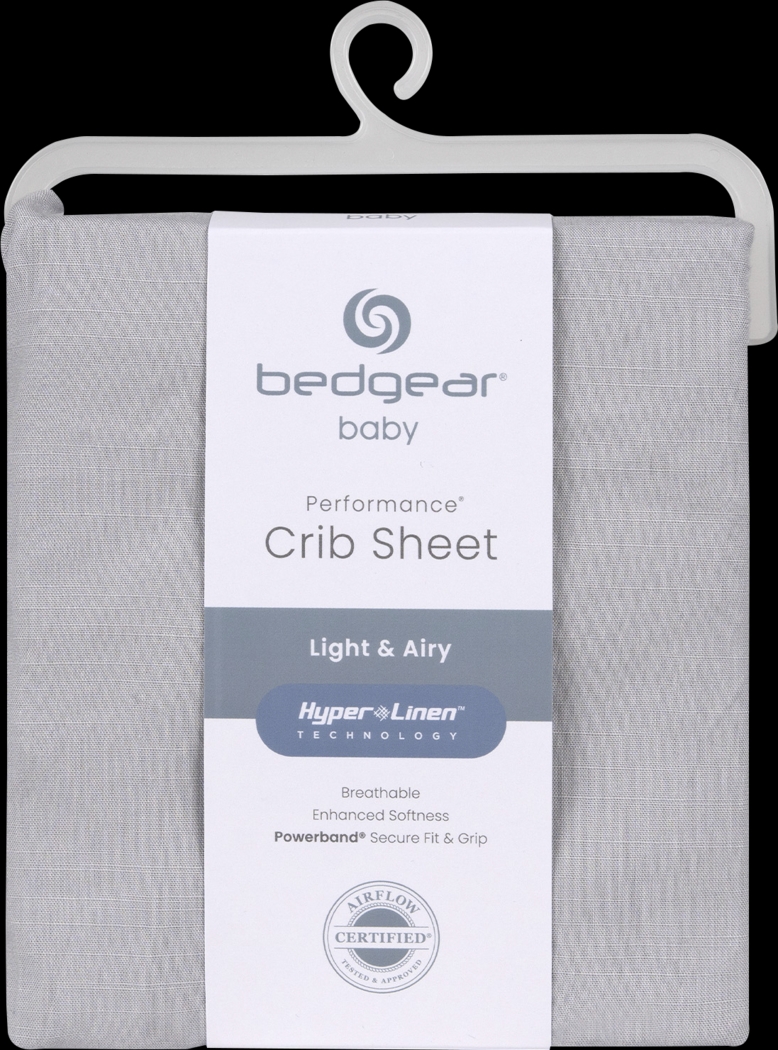 Bedgear Hyper-Linen Light Gray Crib Bed Sheet - Thumbnail - Image 1