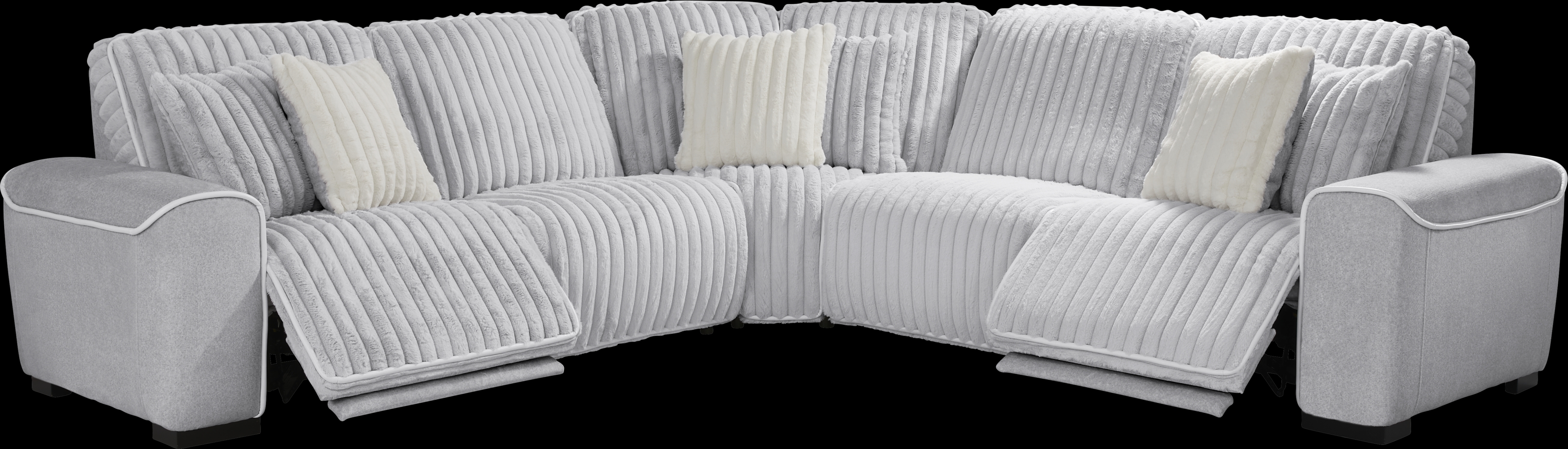 Bedingfield Gray 5 Pc Dual Power Reclining Sectional - Thumbnail - Image 1