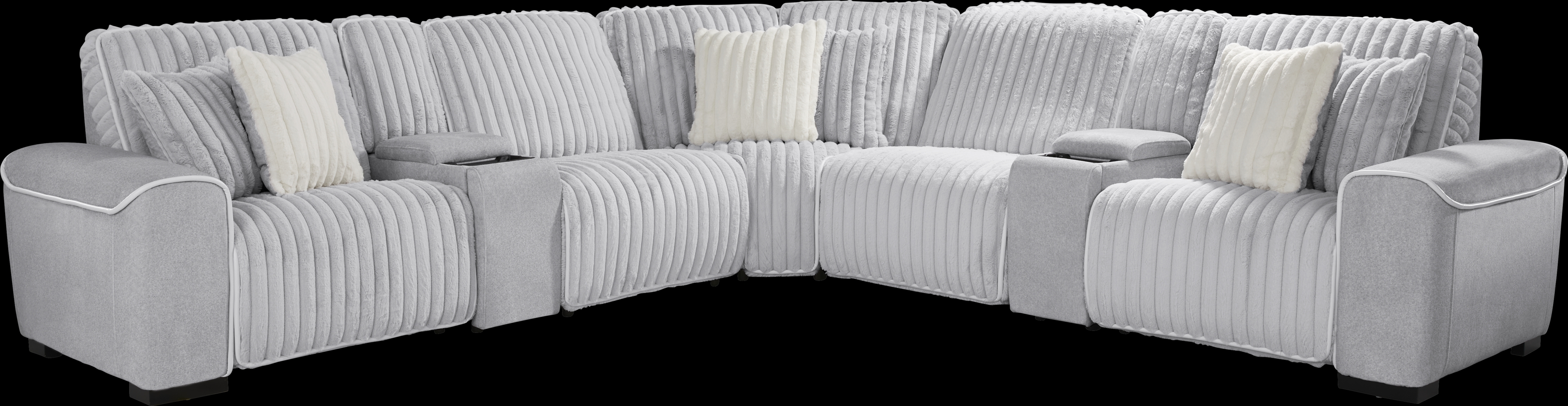 Bedingfield Gray 7 Pc Dual Power Reclining Sectional - Thumbnail - Image 3