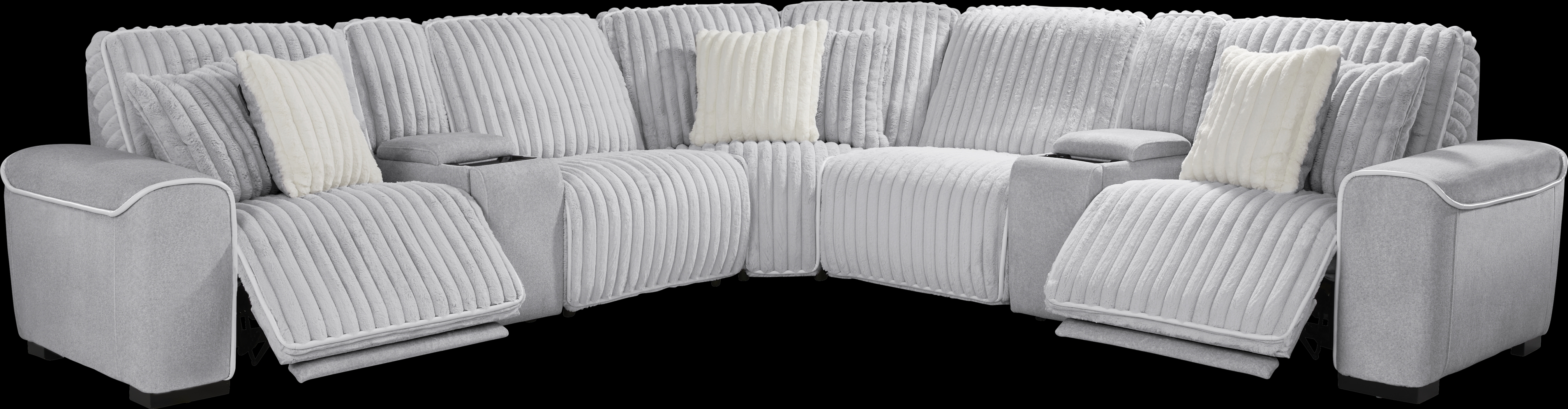 Bedingfield Gray 7 Pc Dual Power Reclining Sectional - Thumbnail - Image 1