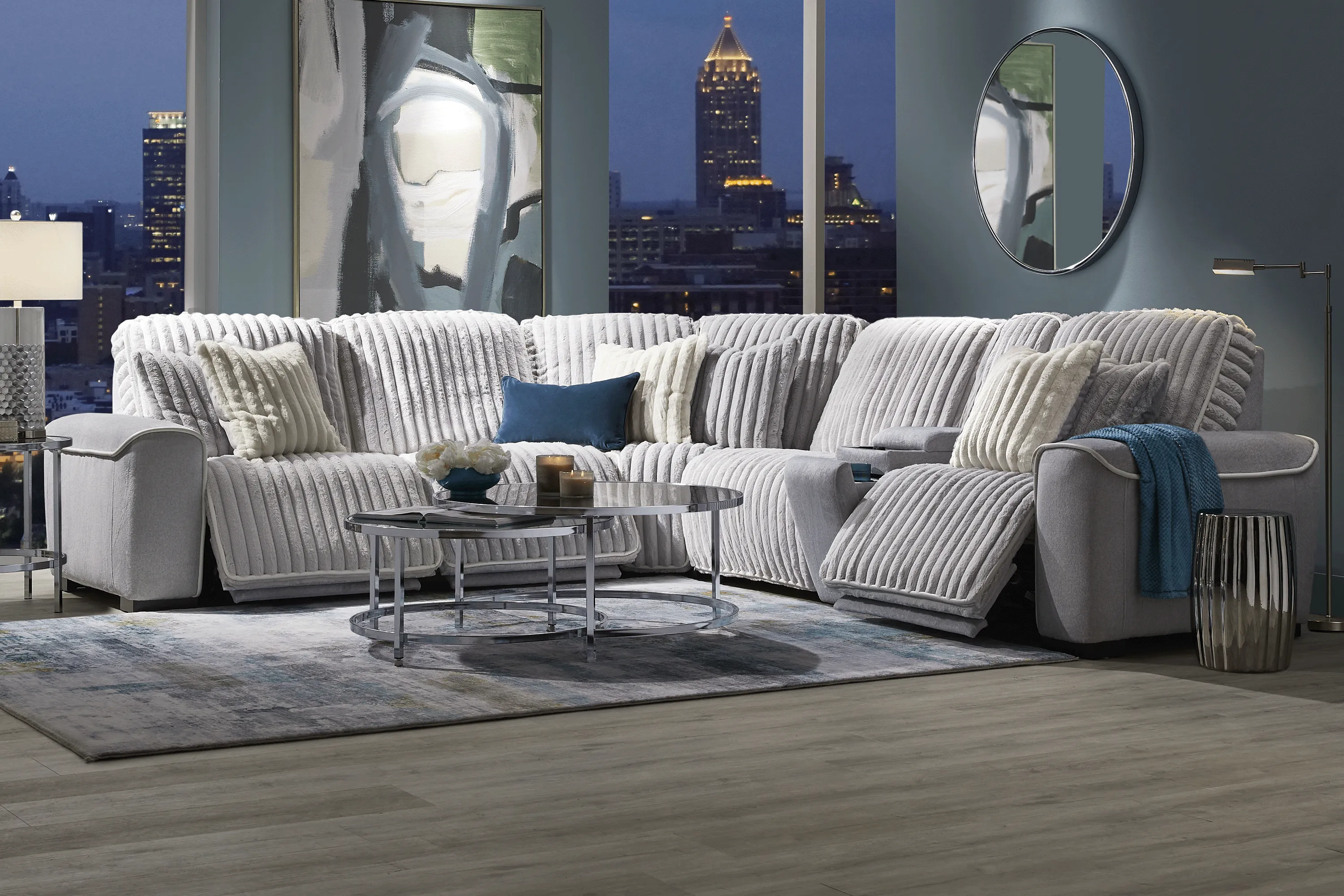 Bedingfield Gray 9 Pc Dual Power Reclining Sectional Living Room - Thumbnail - Image 1