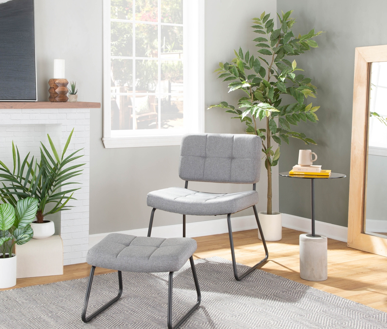 Beechtree Gray Accent Chair and Ottoman - Thumbnail - Image 7