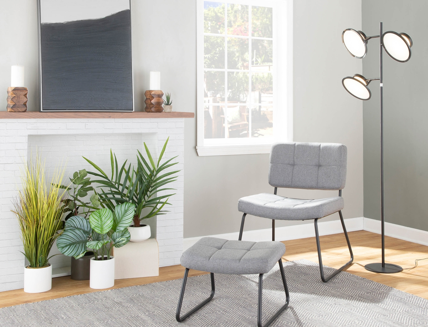 Beechtree Gray Accent Chair and Ottoman - Thumbnail - Image 8