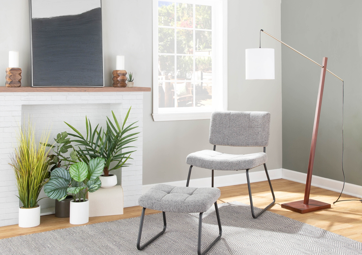 Beechtree Light Gray Accent Chair and Ottoman - Thumbnail - Image 7