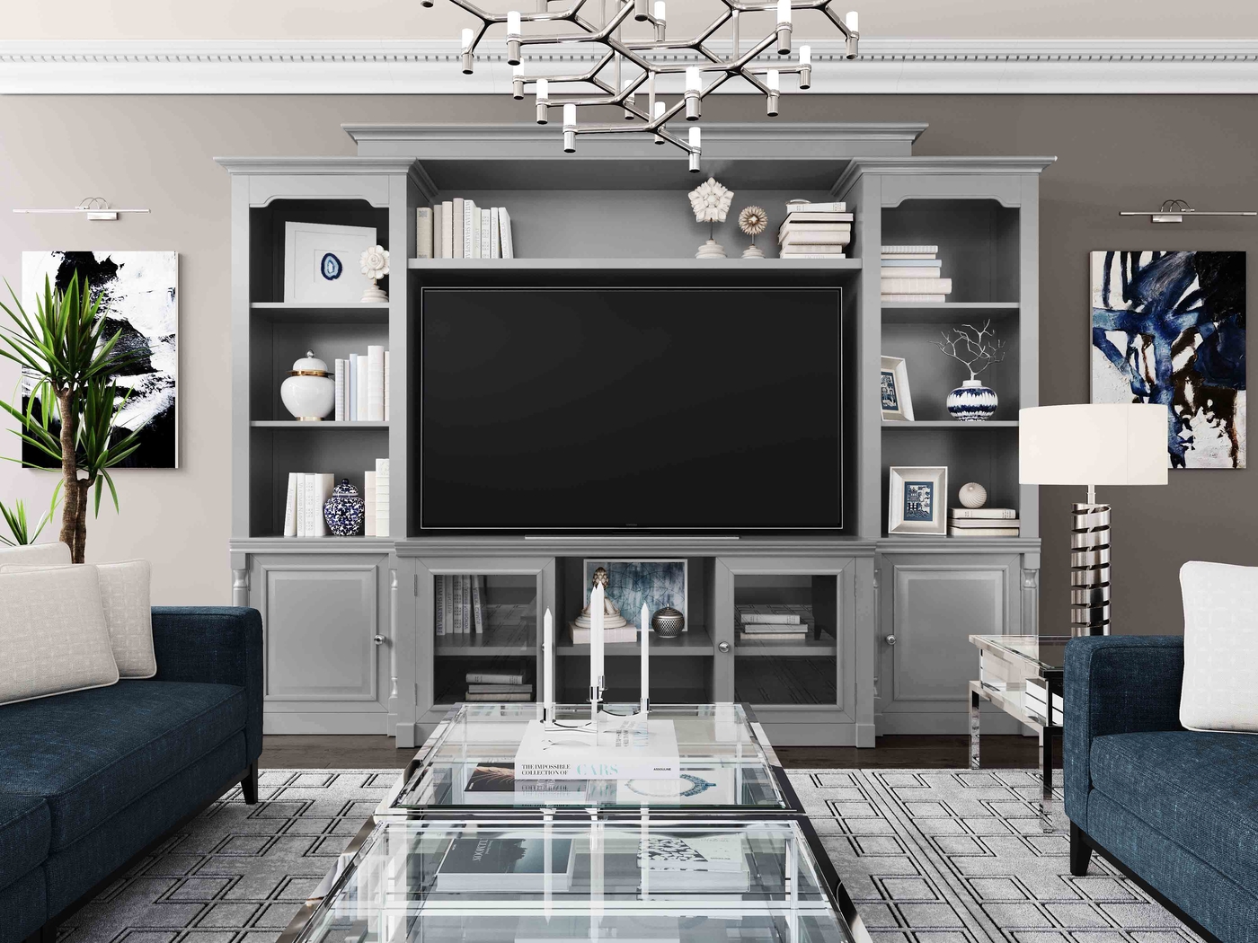 Beidiman I Gray 4 Pc Wall Unit with 104.5 in. Console - Thumbnail - Image 2