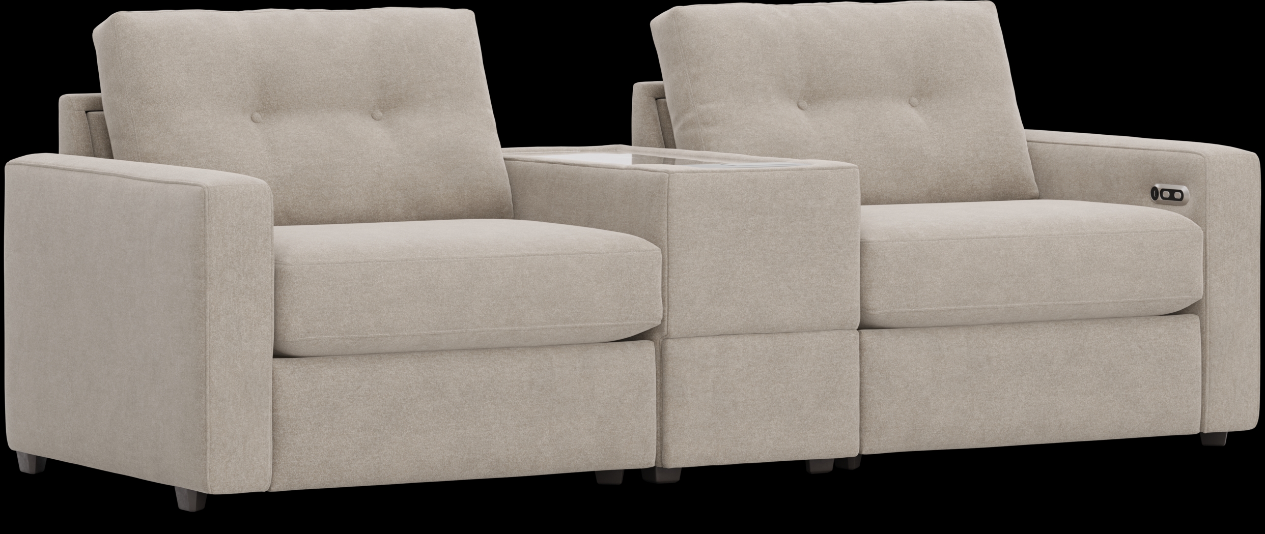 Beige 3 Pc Power Reclining ModularOne with Media Console - Thumbnail - Image 4