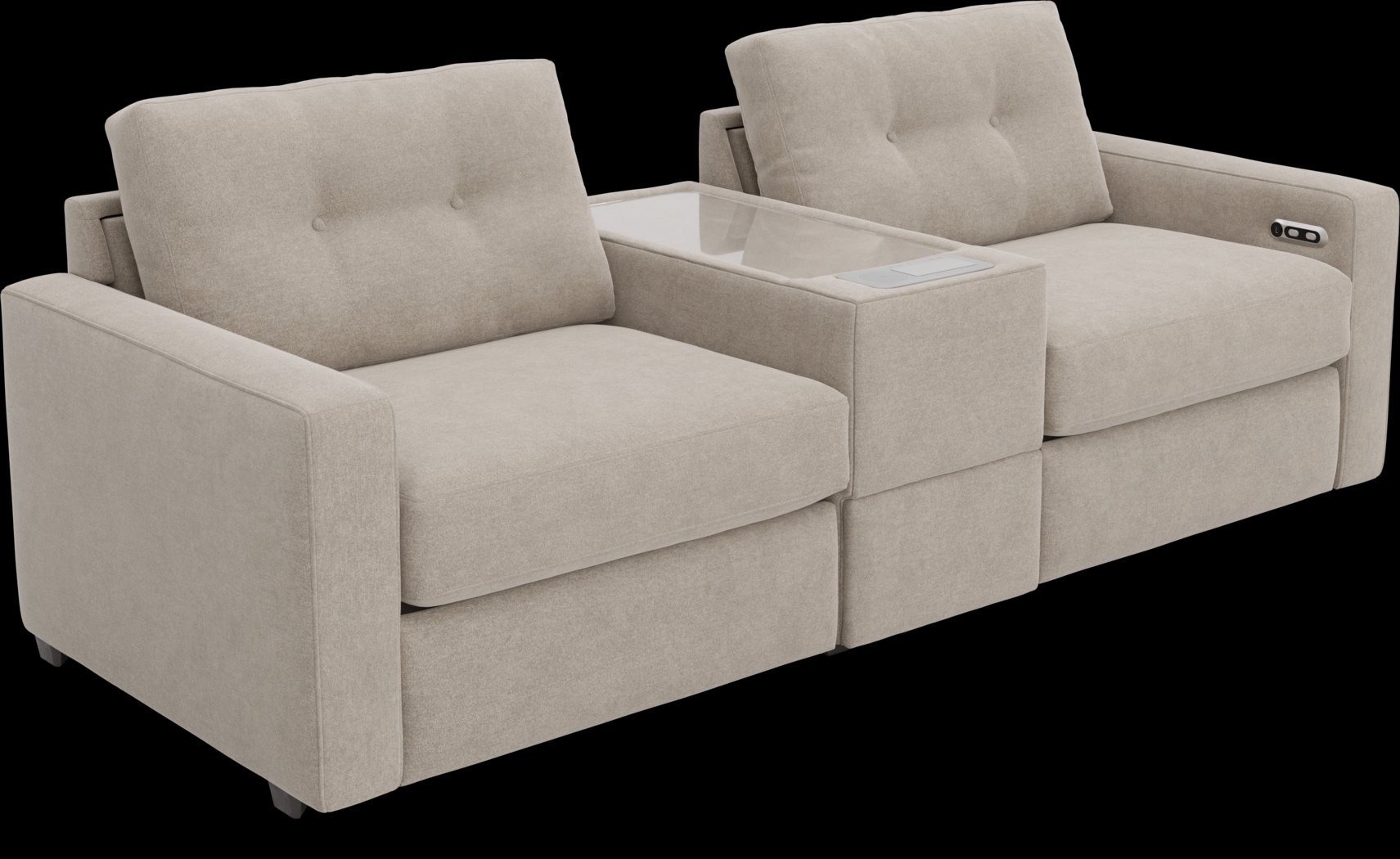 Beige 3 Pc Power Reclining ModularOne with Media Console - Thumbnail - Image 1