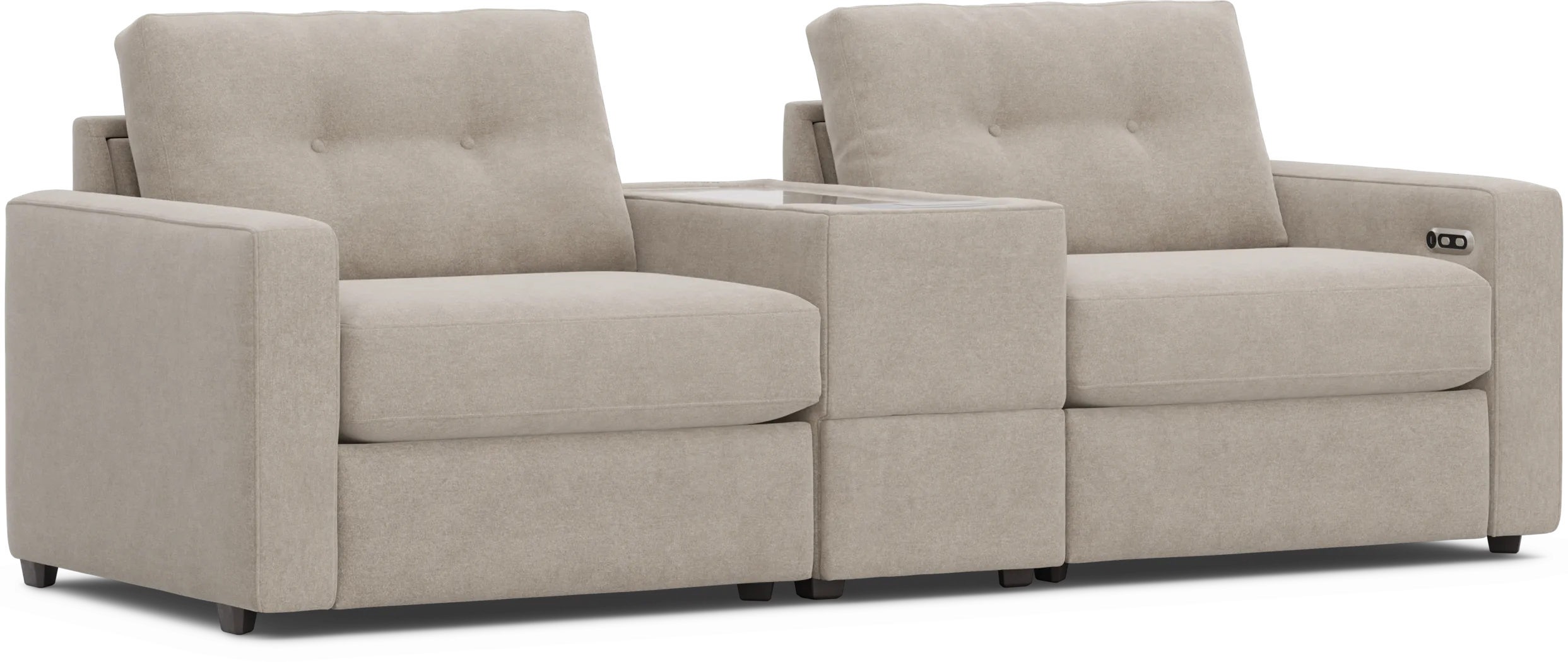 Beige 3 Pc Power Reclining ModularOne with Media Console - Thumbnail - Image 4