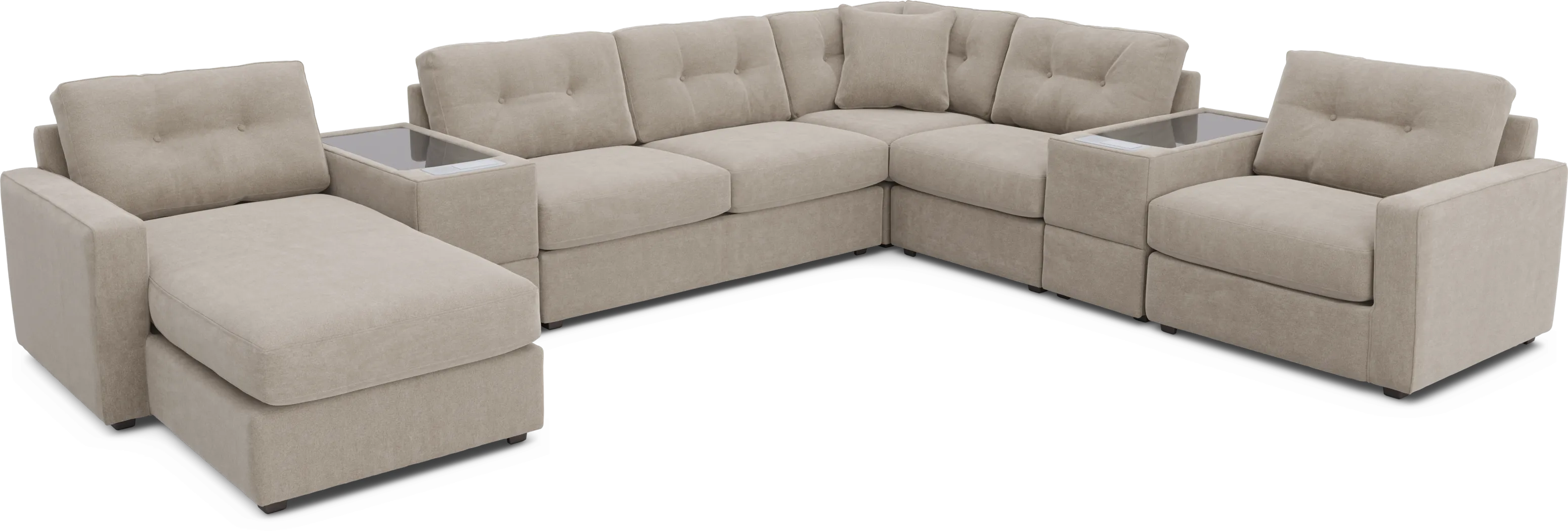 Beige 7 Pc ModularOne Gel Foam Sleeper with Media Consoles - Thumbnail - Image 1