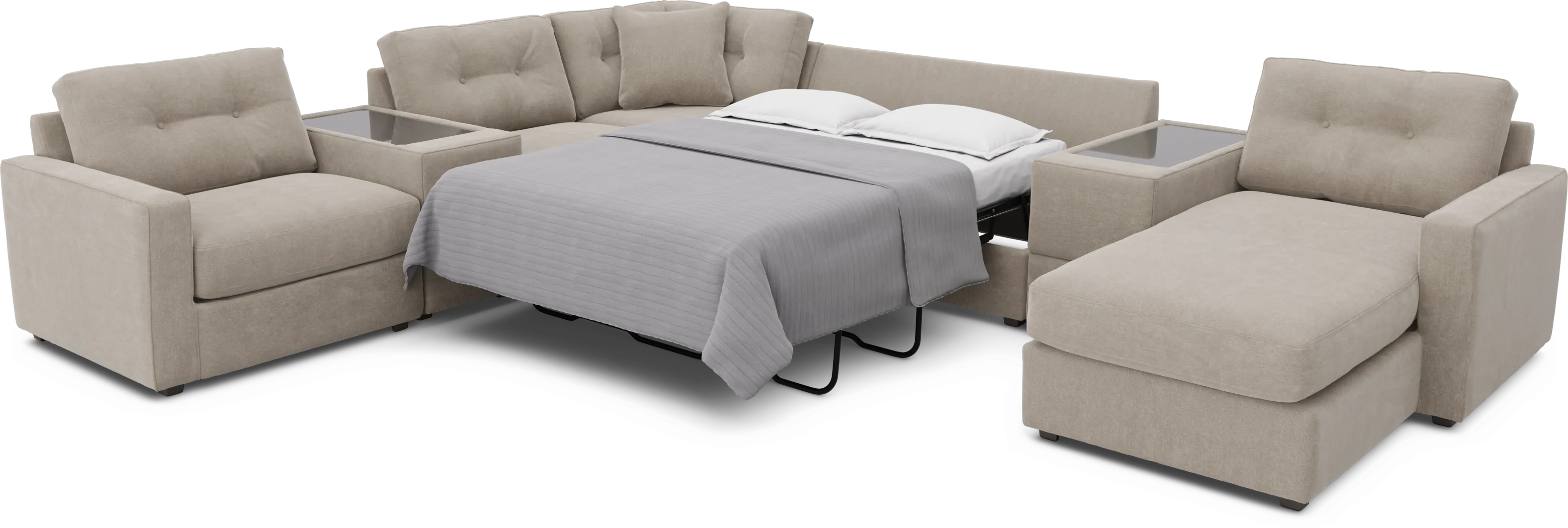 Beige 7 Pc ModularOne Gel Foam Sleeper - Thumbnail - Image 2