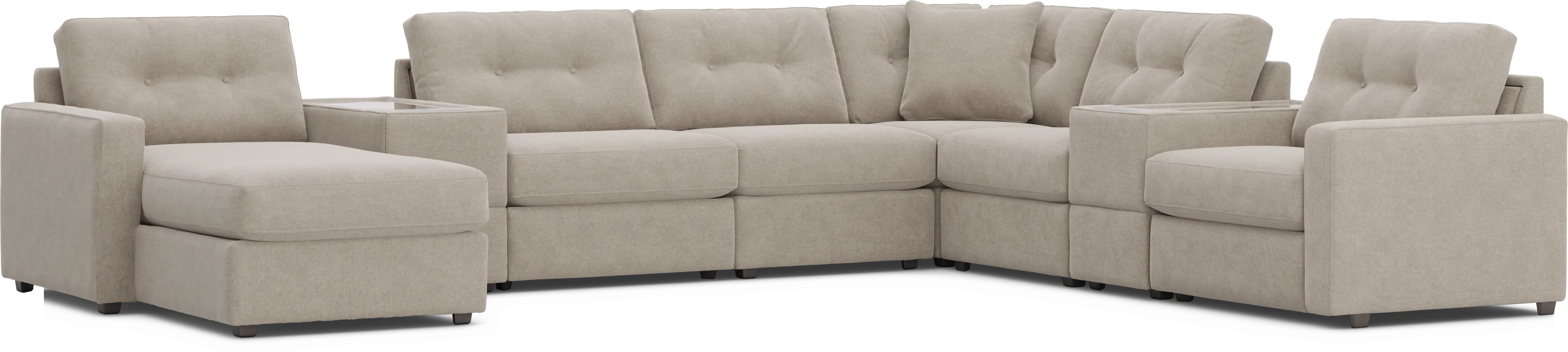 Beige 8 Pc Power Reclining ModularOne with Media Consoles - Thumbnail - Image 4