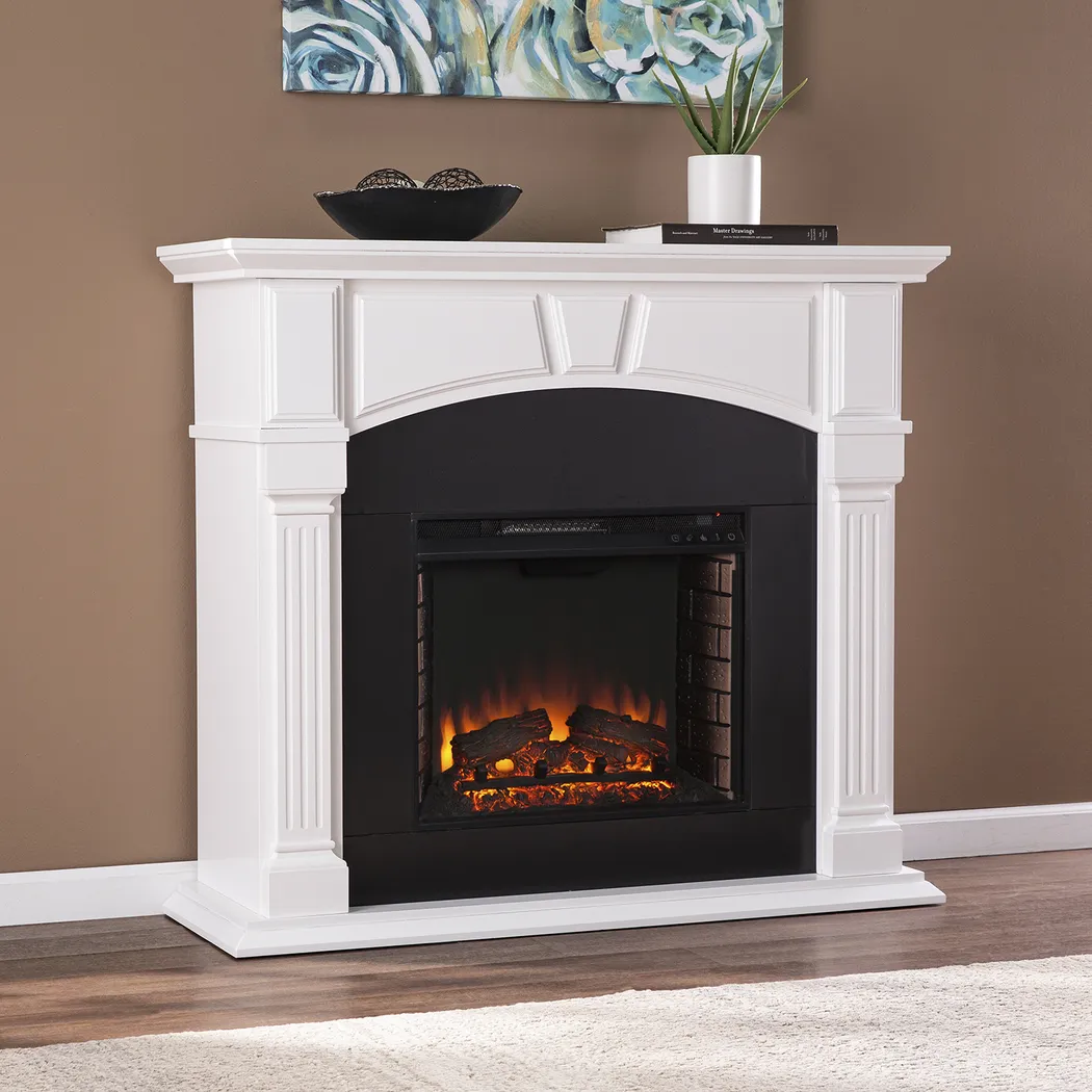 Bekonscot II White 48 in. Console With Electric Log Fireplace - Image 6
