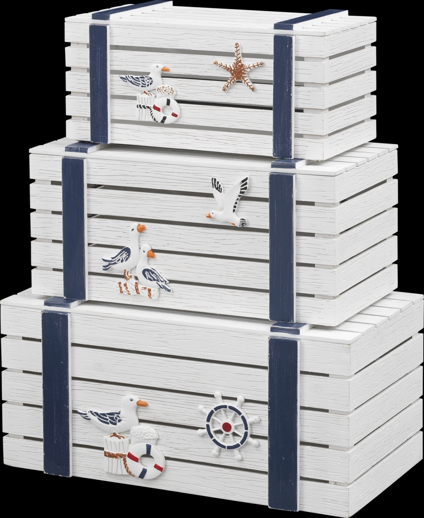 Belcher White Nesting Trunks, Set of 3 - Thumbnail - Image 1