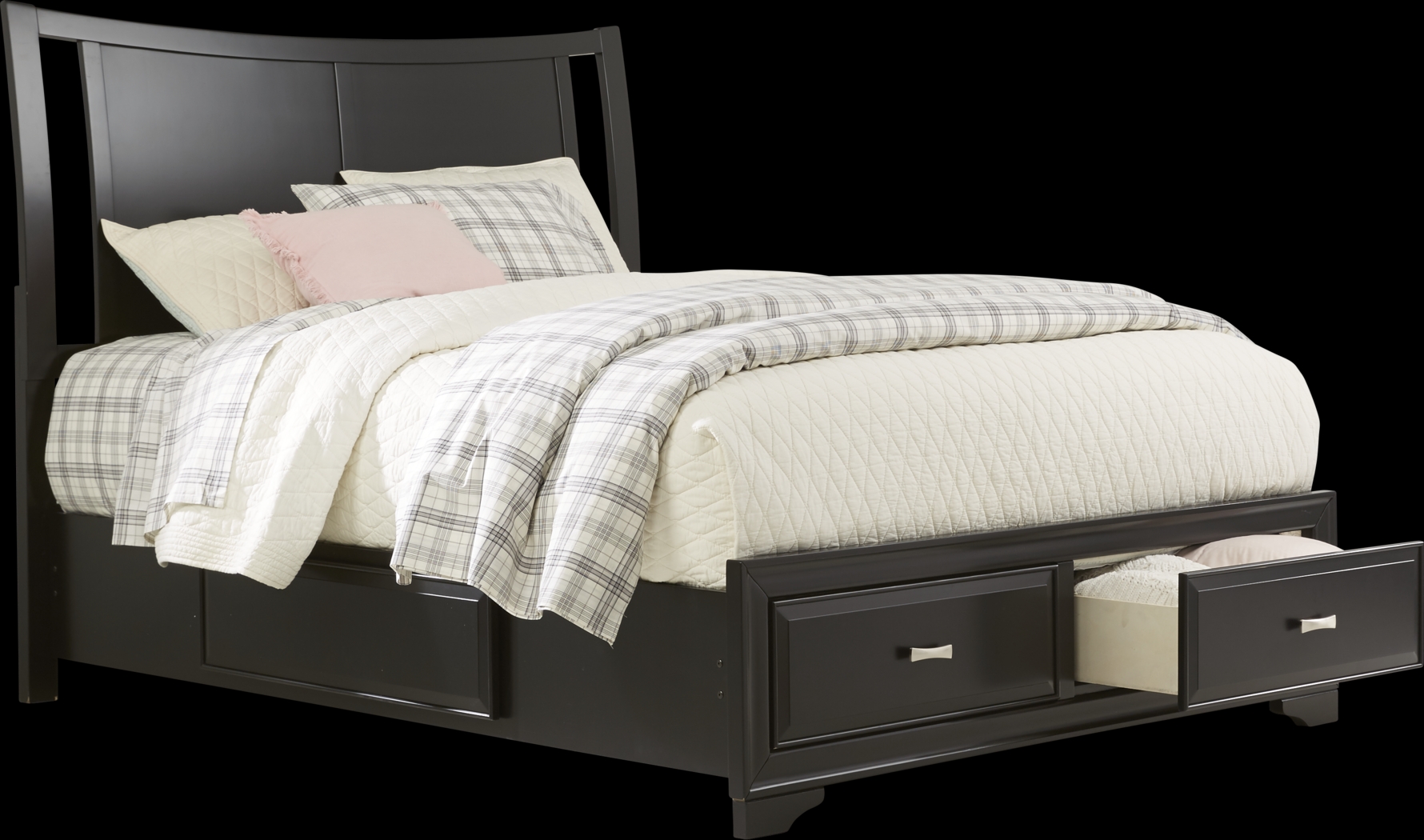 Belcourt Black 3 Pc King Curved Sleigh Bed with Storage - Thumbnail - Image 2