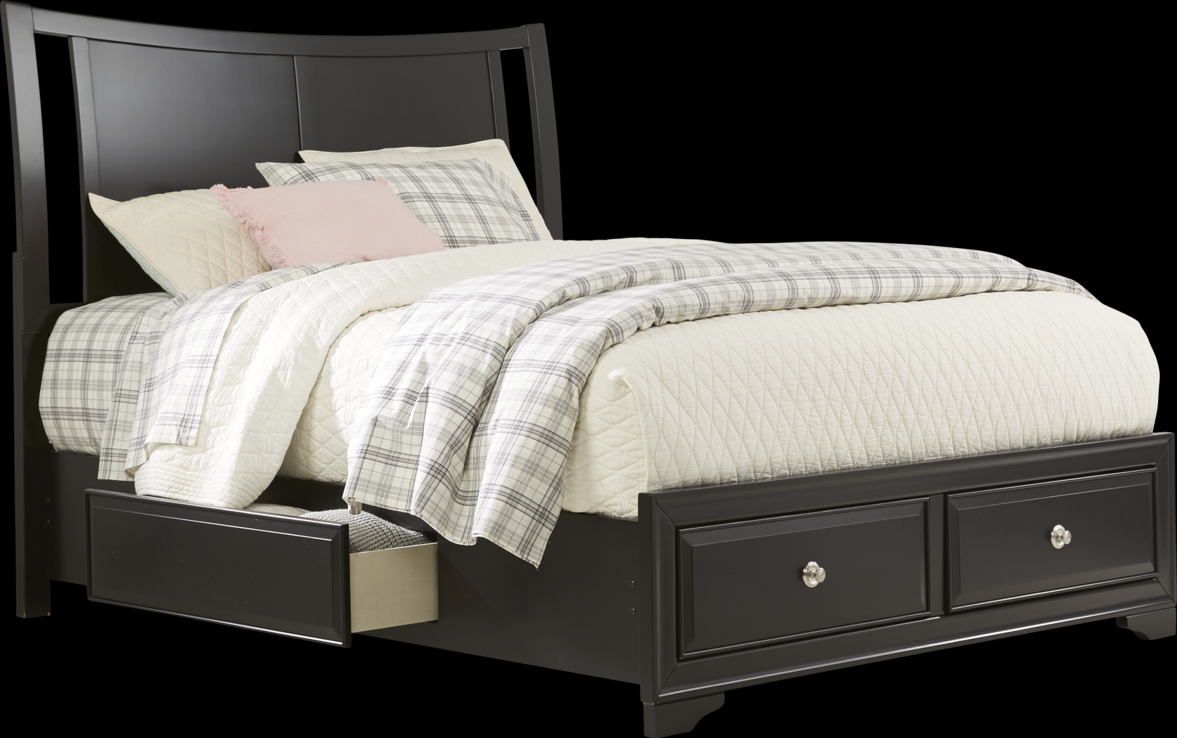 Belcourt Black 3 Pc King Curved Sleigh Bed with Storage - Thumbnail - Image 4