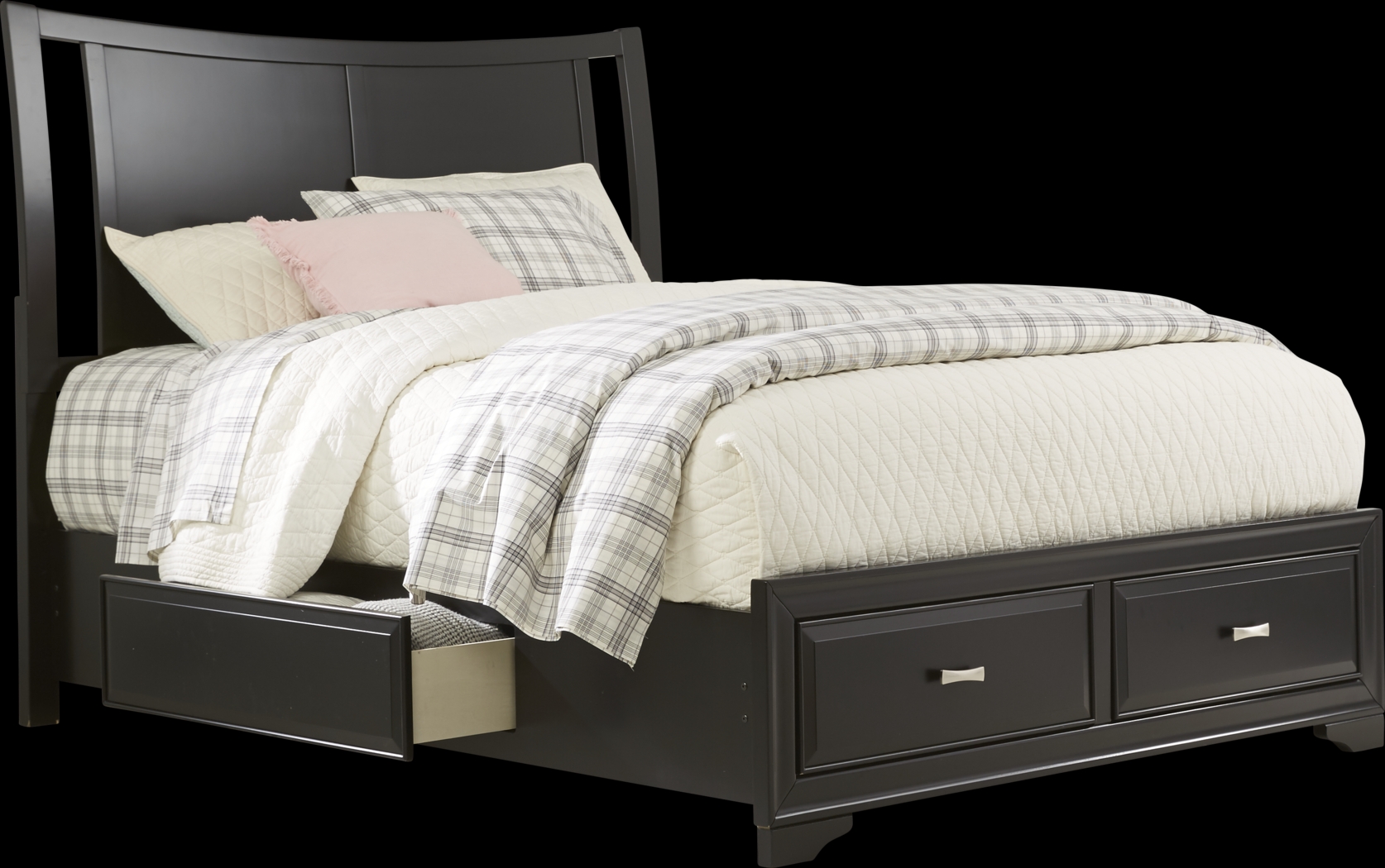 Belcourt Black 3 Pc King Curved Sleigh Bed with Storage - Thumbnail - Image 1