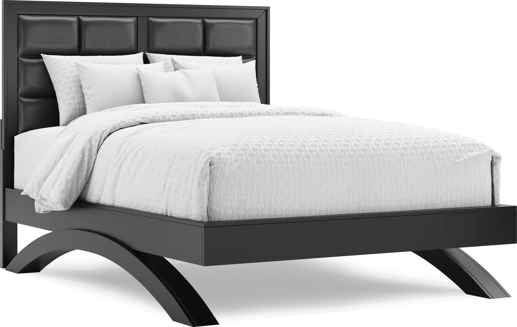 Belcourt Black 3 Pc King Upholstered Platform Bed - Thumbnail - Image 1