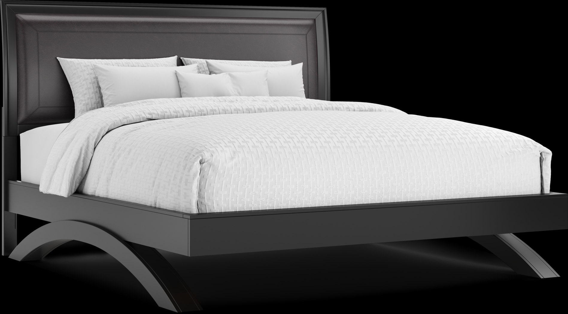 Belcourt Black 3 Pc King Upholstered Sleigh Arch Bed - Thumbnail - Image 1