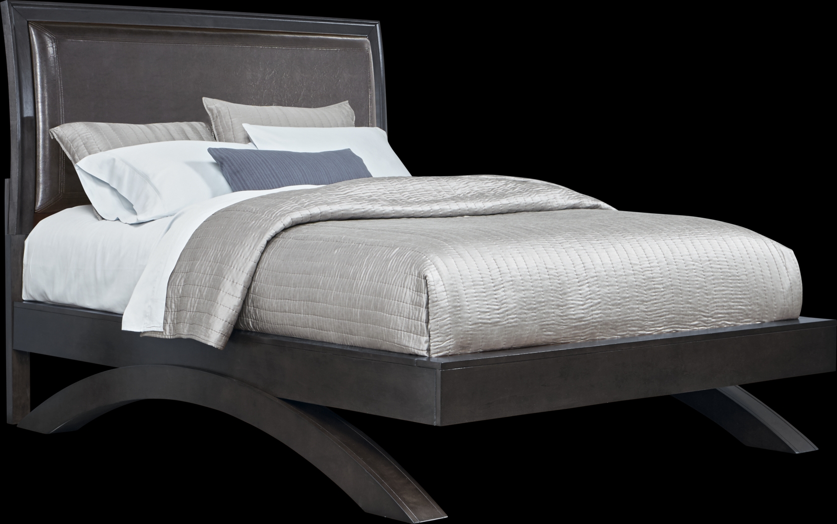 Belcourt Black 7 Pc King Upholstered Sleigh Arch Bedroom - Thumbnail - Image 4