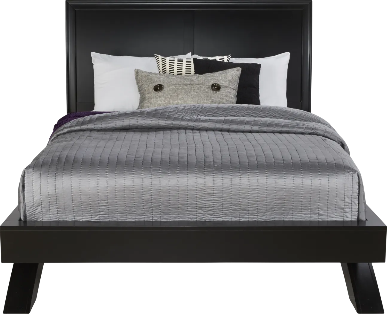 Belcourt Black 5 Pc Queen Platform Bedroom with Sleigh Headboard - Thumbnail - Image 2