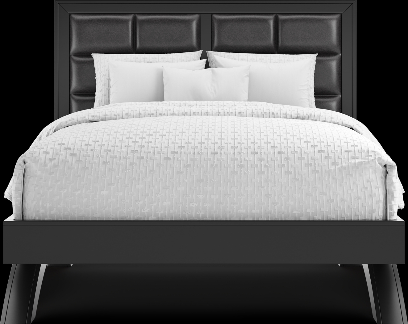 Belcourt Black 3 Pc Queen Upholstered Platform Bed - Thumbnail - Image 2