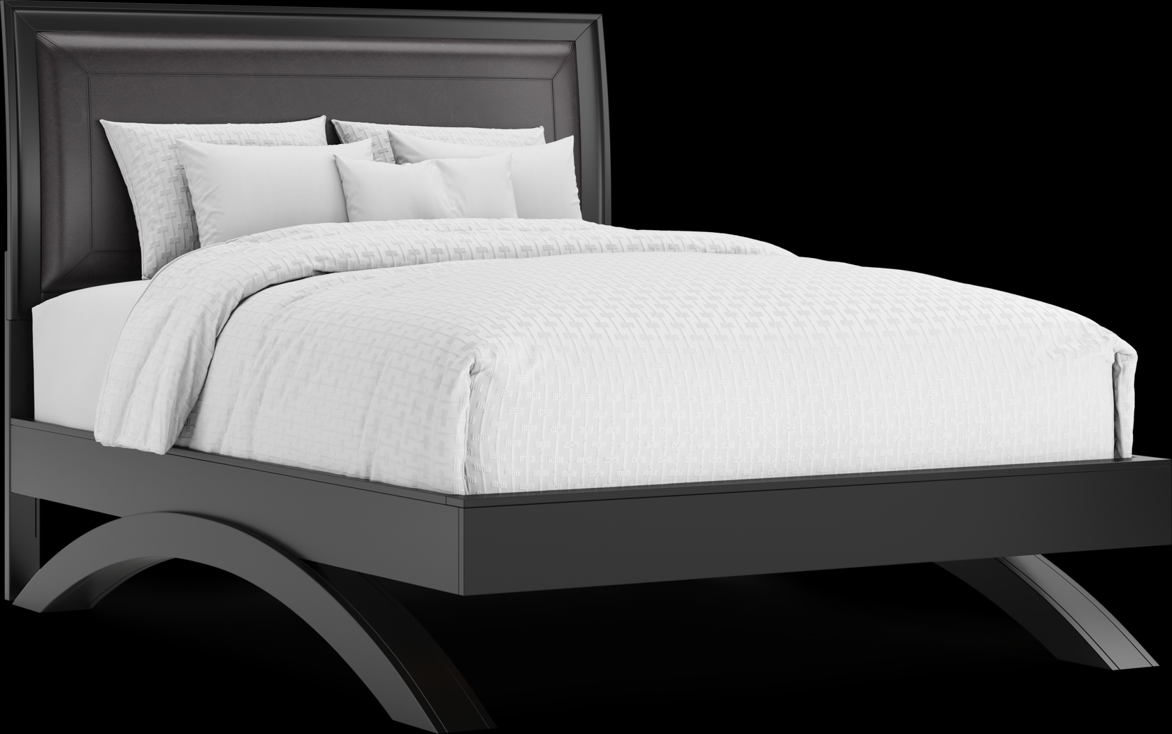 Belcourt Black 5 Pc Queen Upholstered Sleigh Arch Bedroom - Thumbnail - Image 3