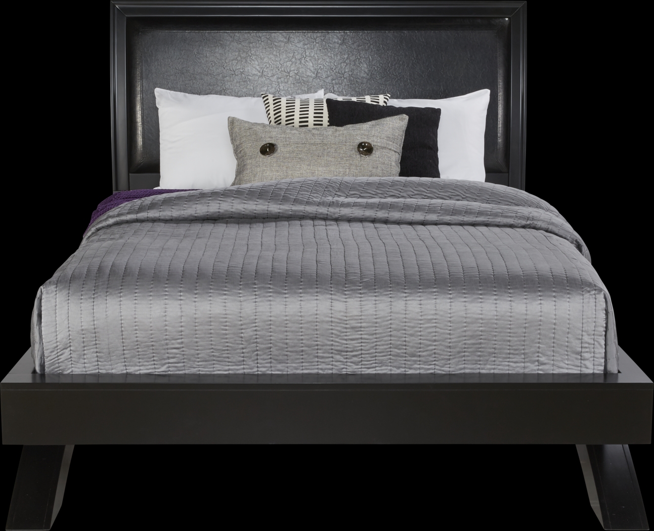 Belcourt Black 5 Pc Queen Upholstered Sleigh Arch Bedroom - Thumbnail - Image 2