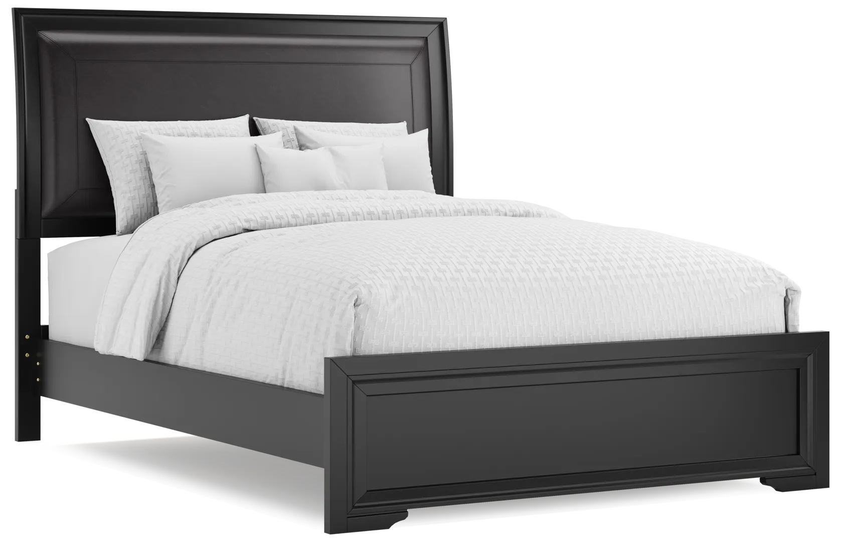 black 3 pc queen upholstered bed