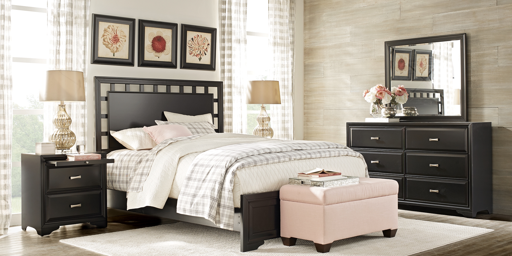 Belcourt Black 7 Pc Queen Lattice Bedroom - Thumbnail - Image 2
