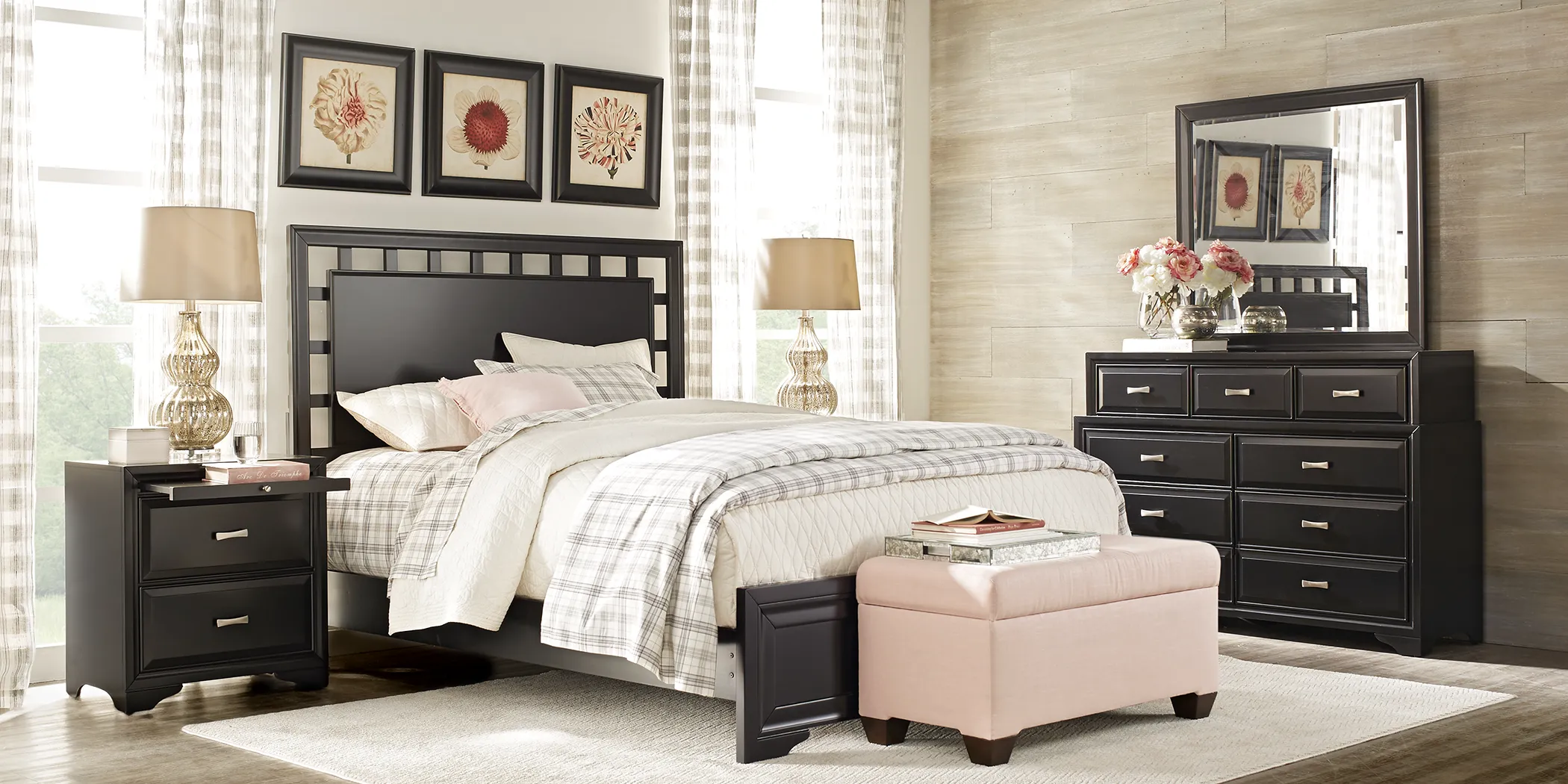 Belcourt Black 7 Pc Queen Lattice Bedroom - Thumbnail - Image 2