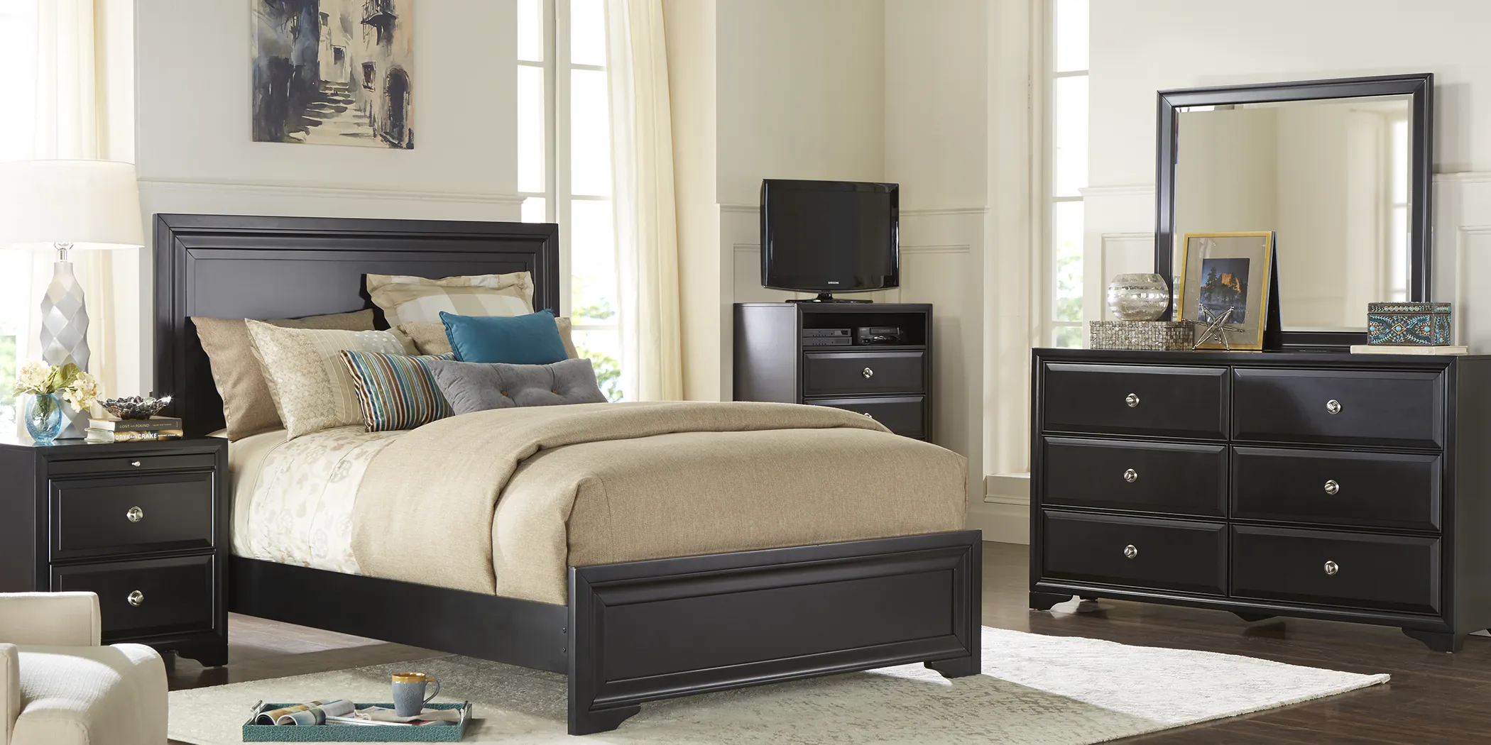 Belcourt Black 7 Pc Queen Panel Bedroom - Thumbnail - Image 2